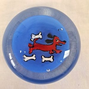 Vintage Art glass Dauchund paperweight